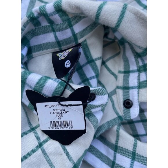 Vintage Surf Club Flannel Men’s Long Sleeve Green Cream PARI Shirt Sz XS NWT - Picture 15 of 16